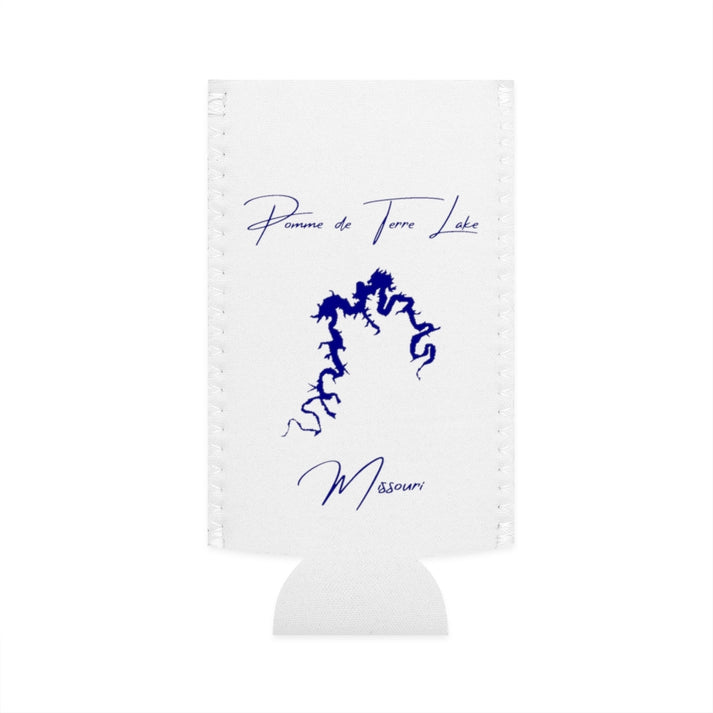 Missouri  Pomme  de  Terre  Lake  Slim  Can  Koozie  front  position  view  from  flat-front  white.webp