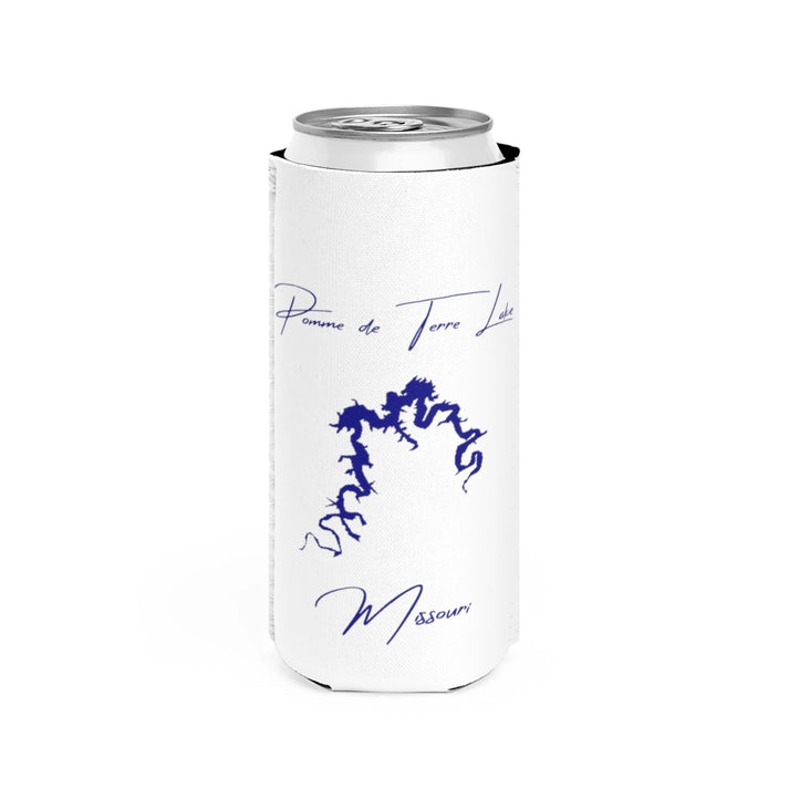 Missouri  Pomme  de  Terre  Lake  Slim  Can  Koozie  front  position  view  from  front  white.webp