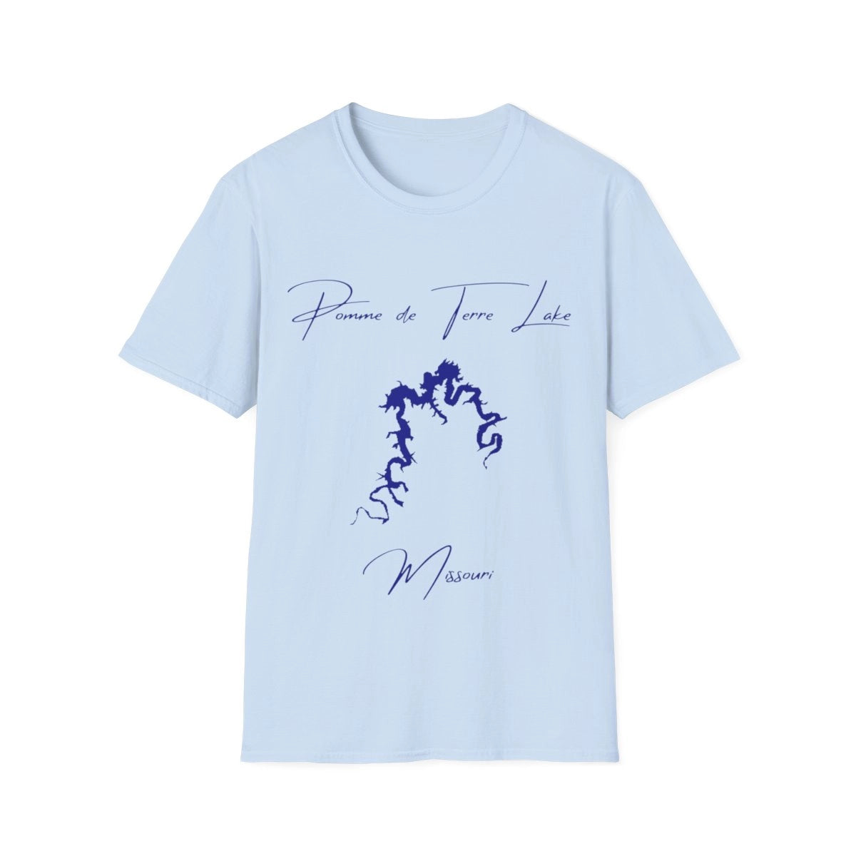 Missouri  Pomme  de  Terre  Lake  T-shirt  front  position  view  from  front  light  blue.webp