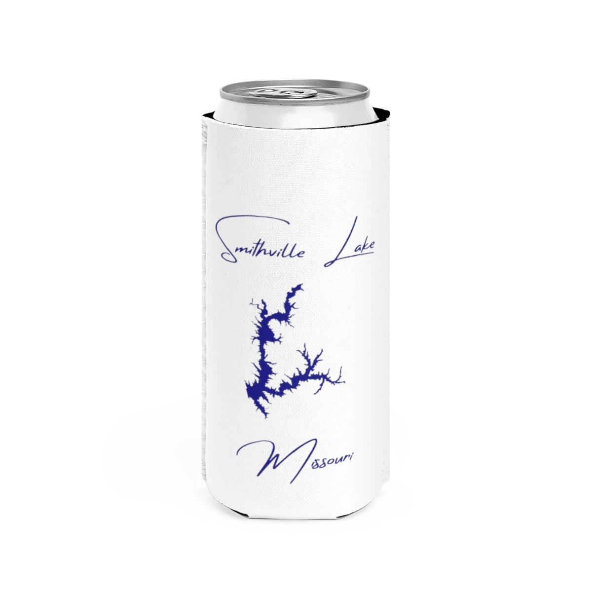 Missouri  Smithville  Lake  Slim  Can  Koozie  front  position  view  from  front  white.webp