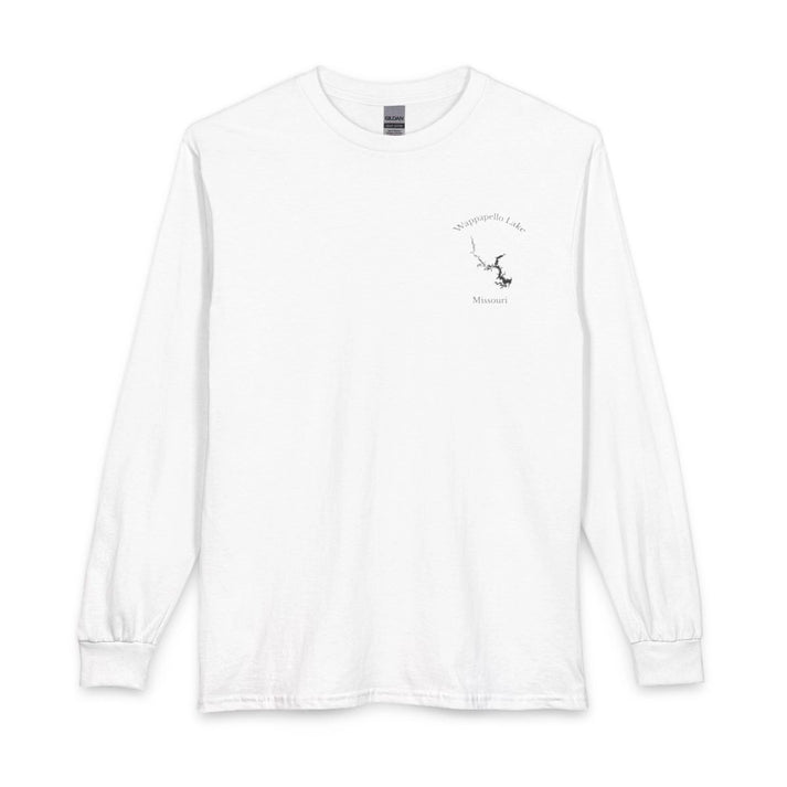 Missouri  Wappapello  Lake  Long  Sleeve  Fishing  T-shirt  front  position  view  from  front  white.webp
