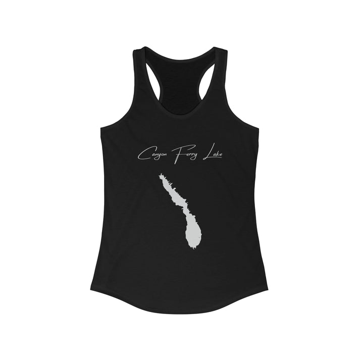 Montana  Canyon  Ferry  Lake  Racerback-Tank  front  position  view  from  front  solid  black.webp