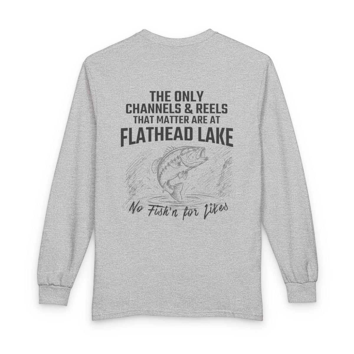 Montana  Flathead  Lake  Long  Sleeve  Fishing  T-shirt  back  position  view  from  back  sport  grey.webp
