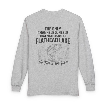 Montana  Flathead  Lake  Long  Sleeve  Fishing  T-shirt  back  position  view  from  back  sport  grey.webp