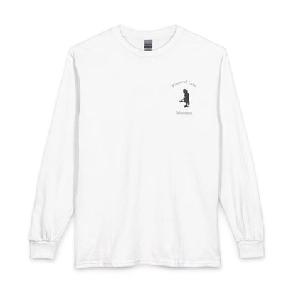 Montana  Flathead  Lake  Long  Sleeve  Fishing  T-shirt  front  position  view  from  front  white.webp
