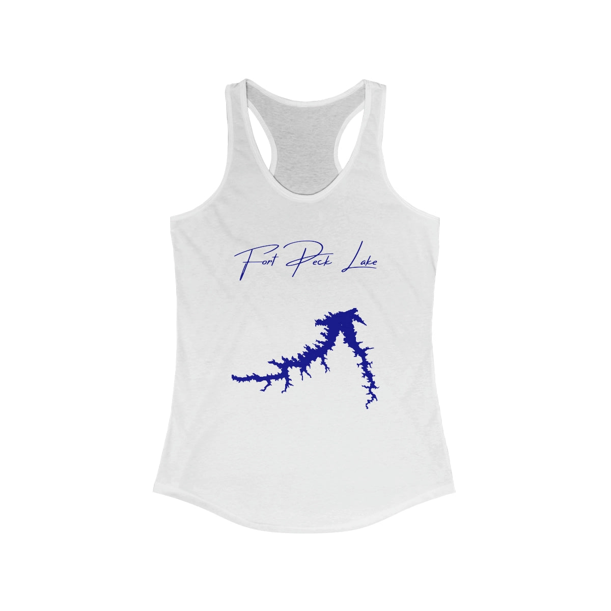 Montana  Fort  Peck  Lake  Racerback-Tank  front  position  view  from  front  solid  white.webp