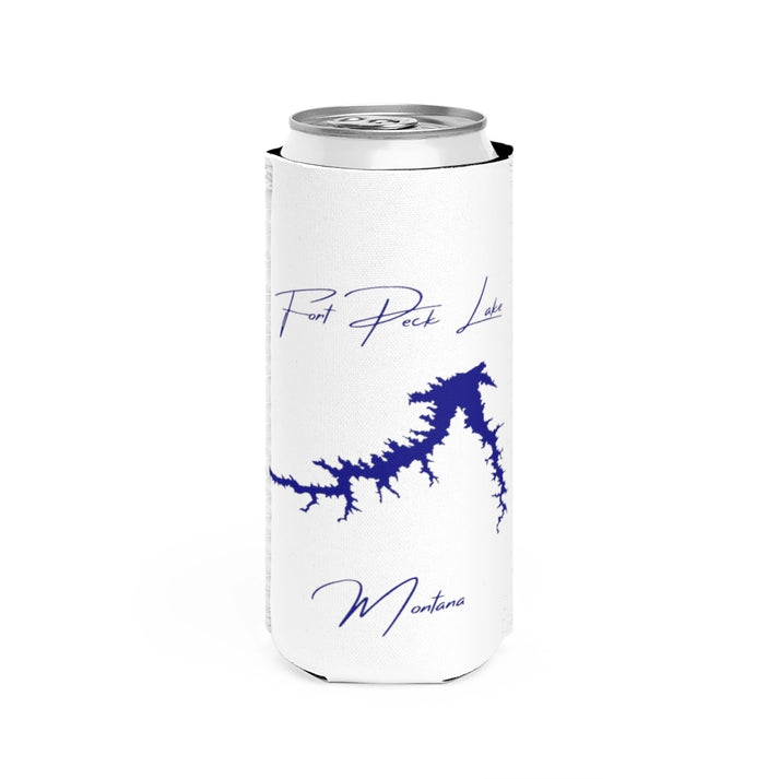 Montana  Fort  Peck  Lake  Slim  Can  Koozie  front  position  view  from  front  white.webp