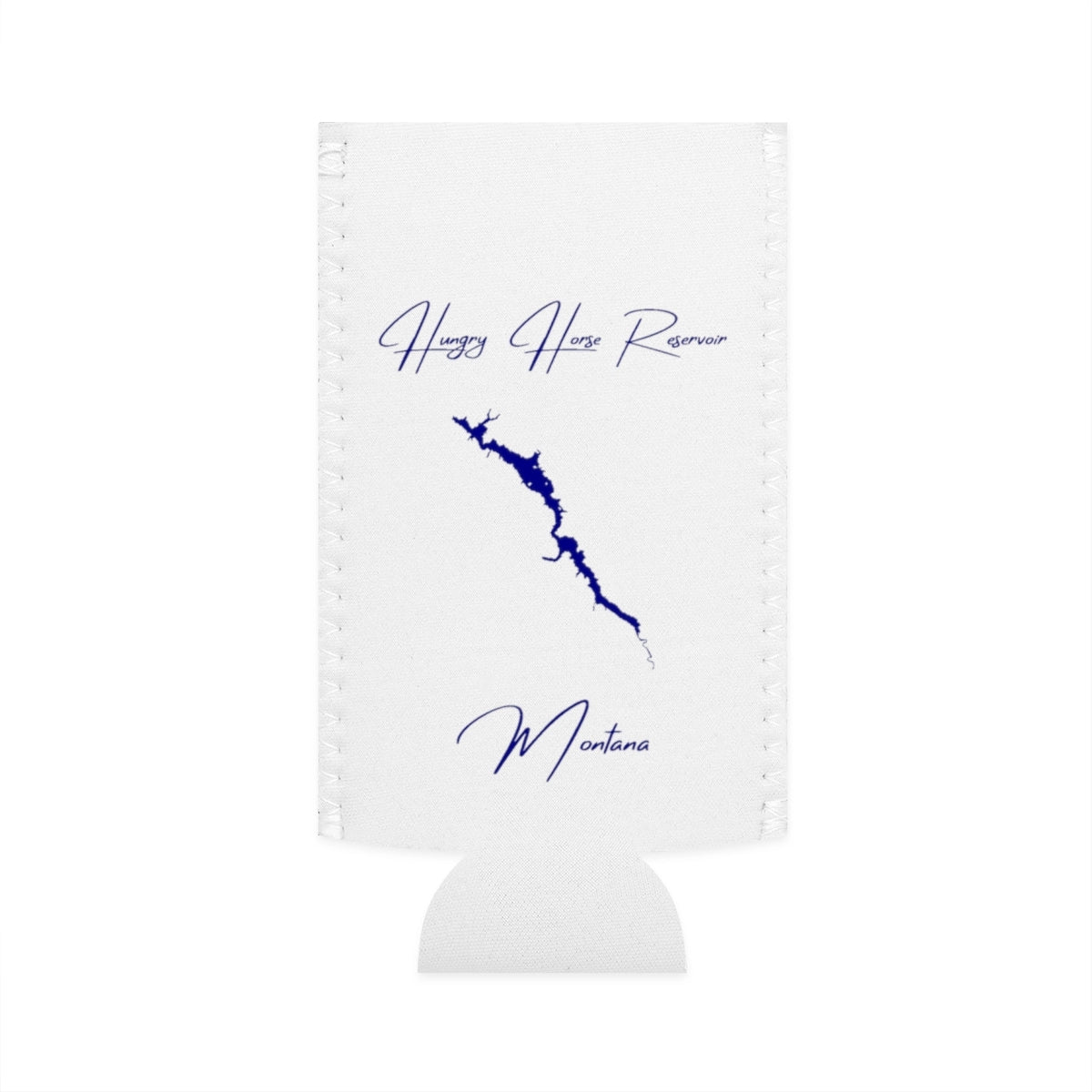 Montana  Hungry  Horse  Reservoir  Slim  Can  Koozie  front  position  view  from  flat-front  white.webp