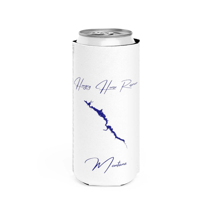 Montana  Hungry  Horse  Reservoir  Slim  Can  Koozie  front  position  view  from  front  white.webp