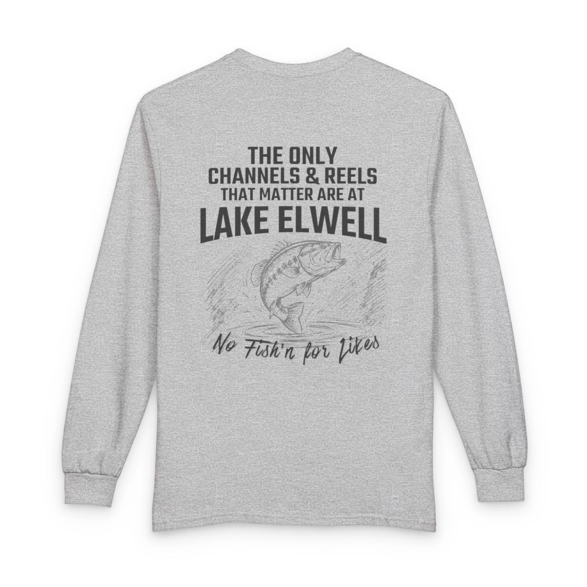 Montana  Lake  Elwell  Long  Sleeve  Fishing  T-shirt  back  position  view  from  back  sport  grey.webp