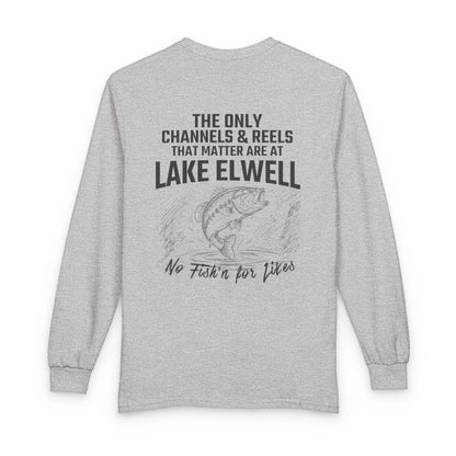 Montana  Lake  Elwell  Long  Sleeve  Fishing  T-shirt  back  position  view  from  back  sport  grey.webp