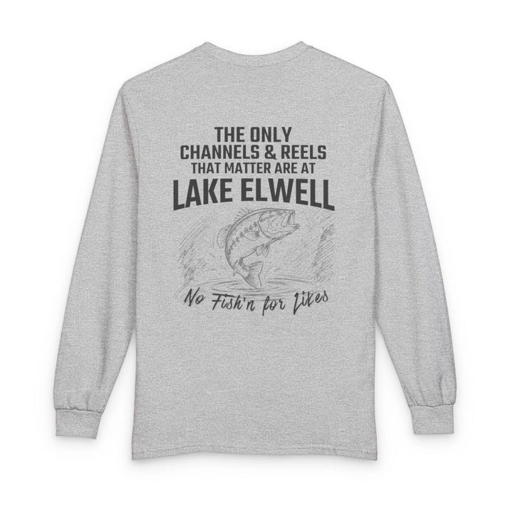 Montana  Lake  Elwell  Long  Sleeve  Fishing  T-shirt  back  position  view  from  back  sport  grey.webp