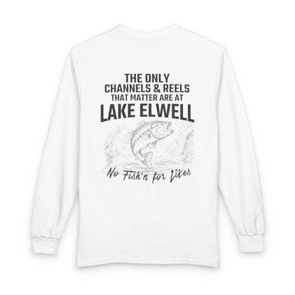Montana  Lake  Elwell  Long  Sleeve  Fishing  T-shirt  back  position  view  from  back  white.webp