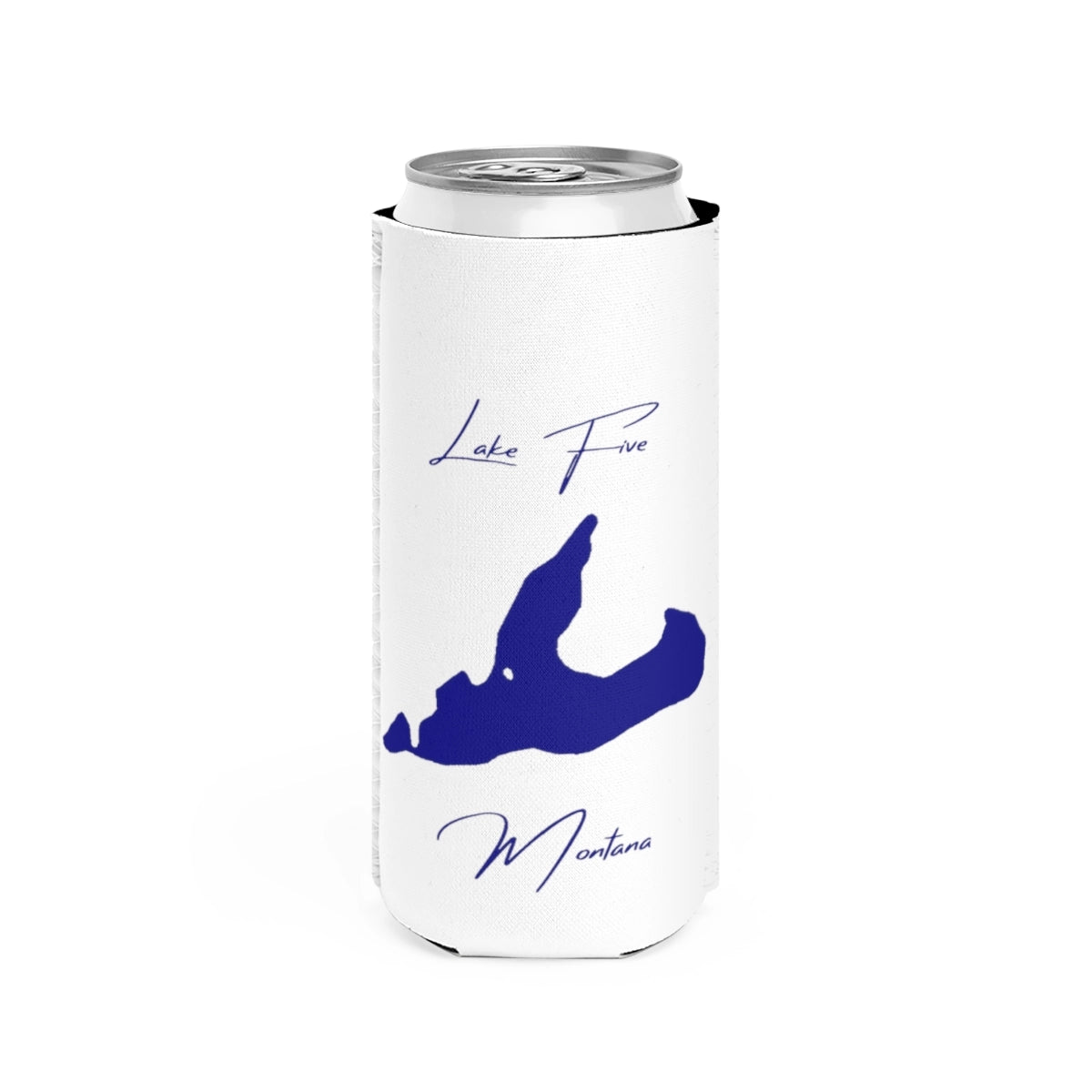 Montana  Lake  Five  Slim  Can  Koozie  front  position  view  from  front  white.webp