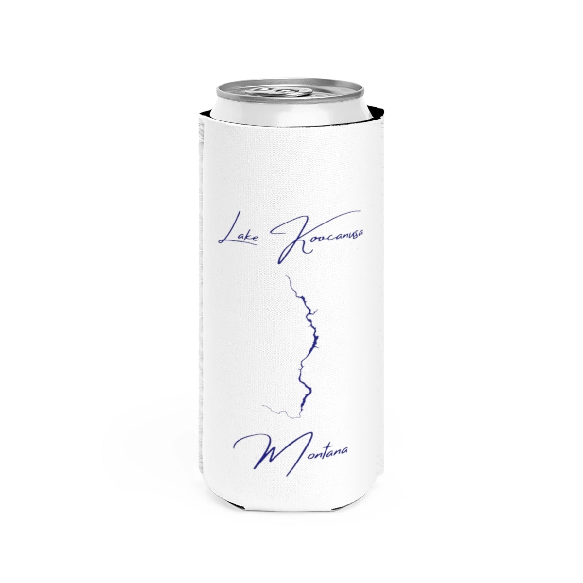 Montana  Lake  Koocanusa  Slim  Can  Koozie  front  position  view  from  front  white.webp