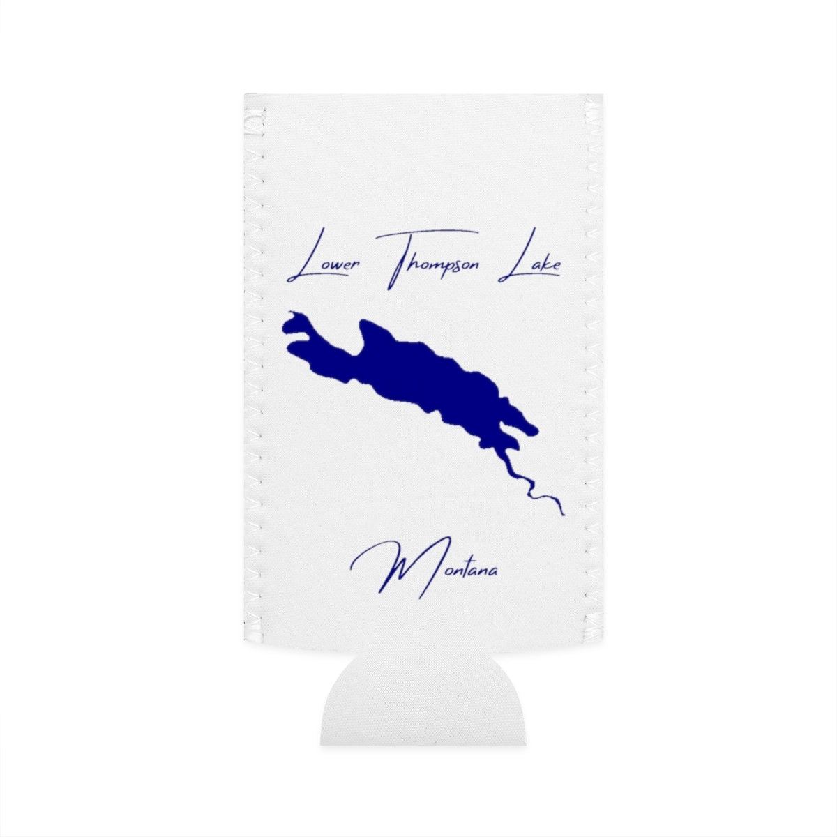 Montana  Lower  Thompson  Lake  Slim  Can  Koozie  front  position  view  from  flat-front  white.webp