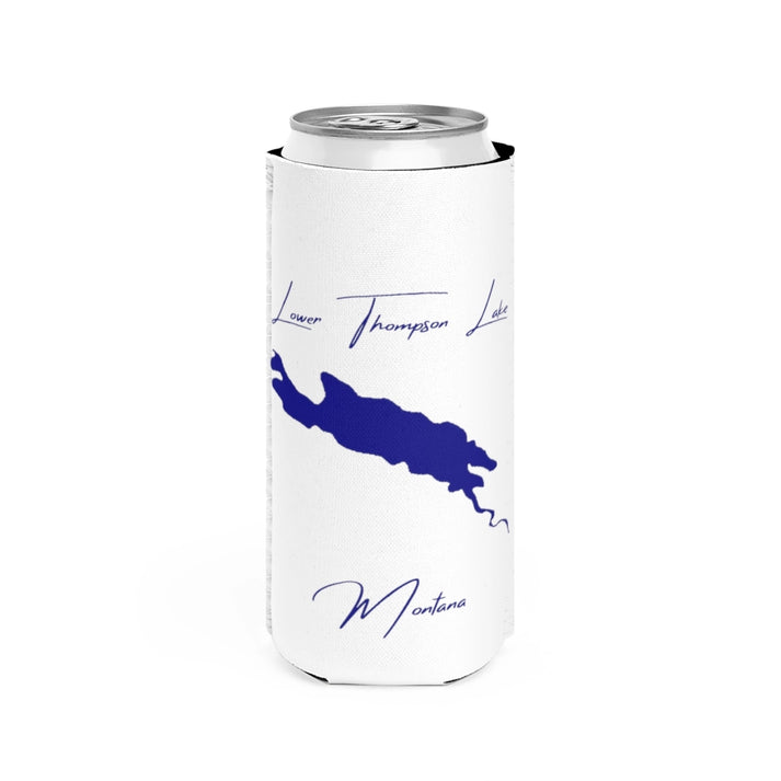 Montana  Lower  Thompson  Lake  Slim  Can  Koozie  front  position  view  from  front  white.webp