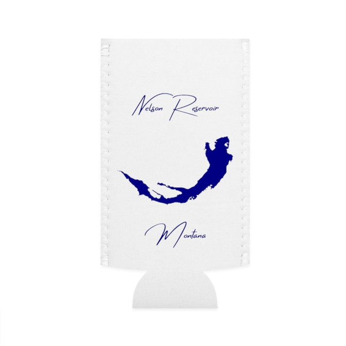 Montana  Nelson  Reservoir  Slim  Can  Koozie  front  position  view  from  flat-front  white.webp