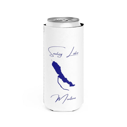 Montana  Seeley  Lake  Slim  Can  Koozie  front  position  view  from  front  white.webp