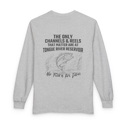 Montana  Tongue  River  Reservoir  Long  Sleeve  Fishing  T-shirt  back  position  view  from  back  sport  grey.webp
