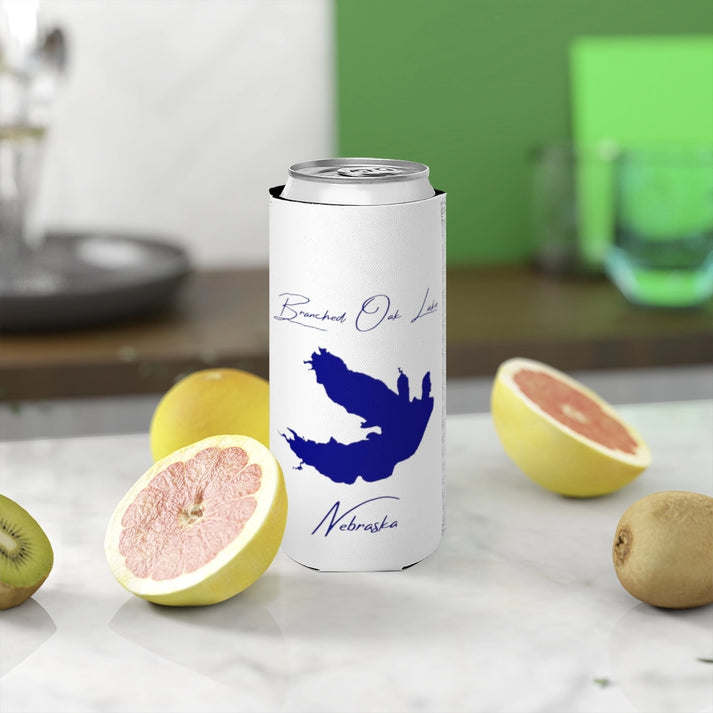 Nebraska  Branched  Oak  Lake  Slim  Can  Koozie  front  position  view  from  context-2  white.webp