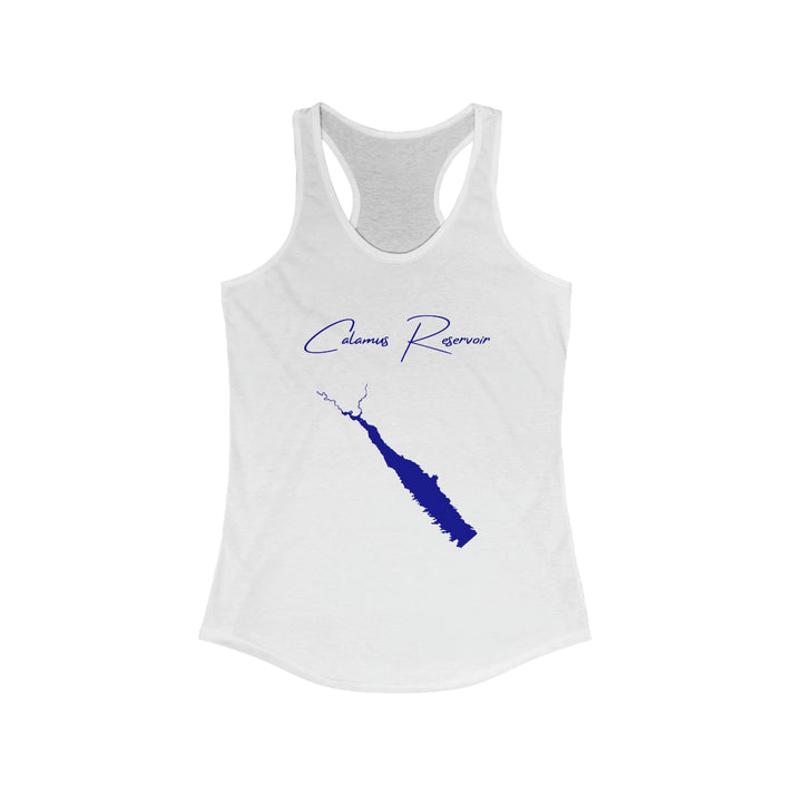 Nebraska  Calamus  Reservoir  Racerback-Tank  front  position  view  from  front  solid  white.webp