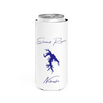 Nebraska  Elwood  Reservoir  Slim  Can  Koozie  front  position  view  from  front  white.webp