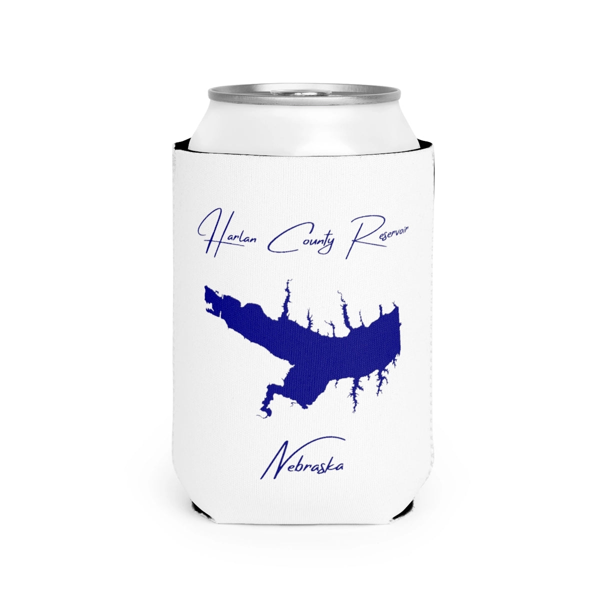 Nebraska  Harlan  County  Reservoir  Can  Koozie  front  position  view  from  front-2  white.webp