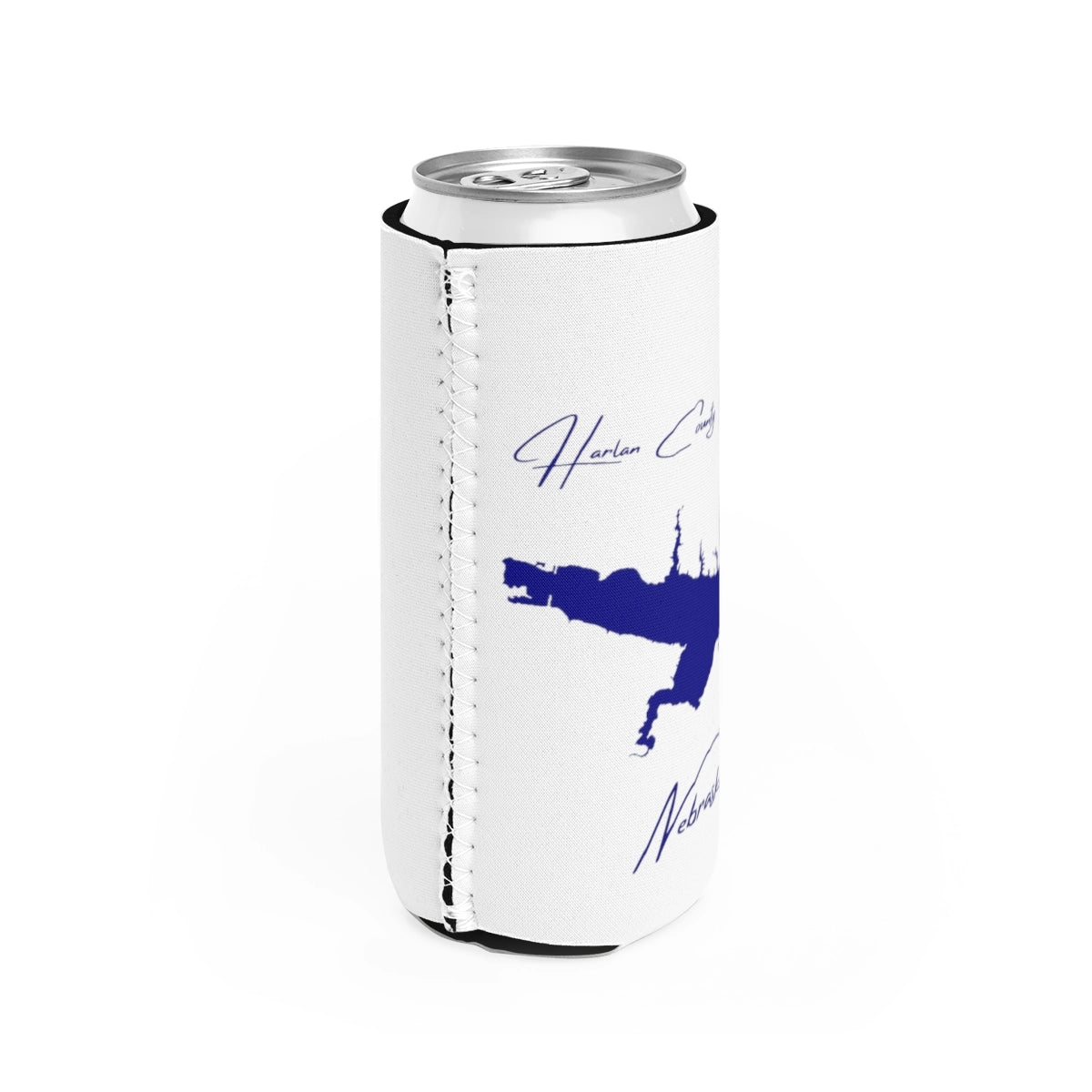 Nebraska  Harlan  County  Reservoir  Slim  Can  Koozie  all  position  view  from  right  white.webp