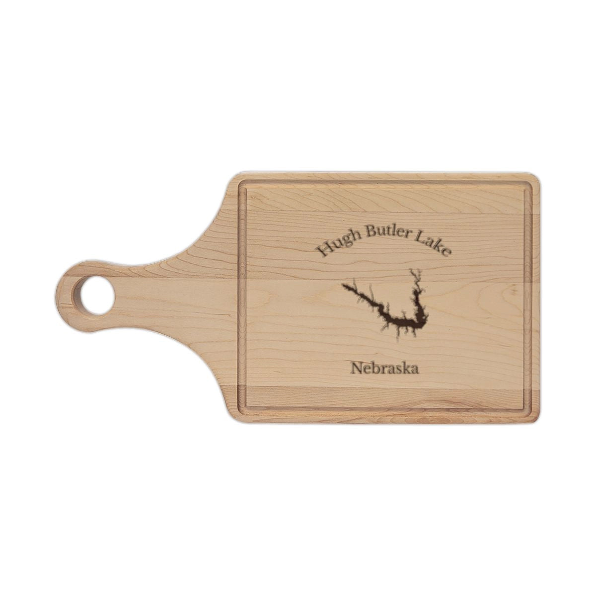 Nebraska  Hugh  Butler  Lake  Engraved  Cutting  Board  front  position  view  from  front  maple.webp