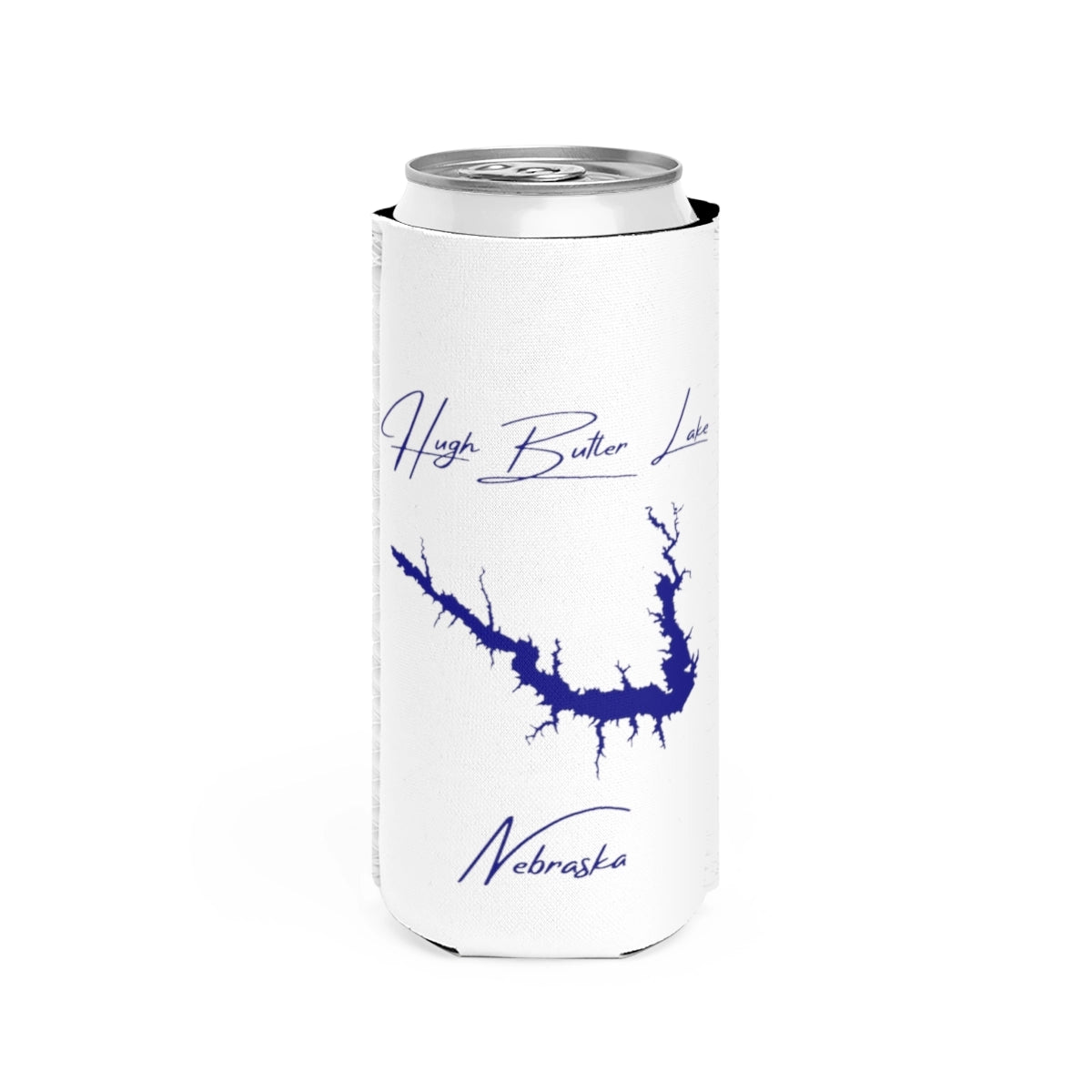 Nebraska  Hugh  Butler  Lake  Slim  Can  Koozie  front  position  view  from  front  white.webp