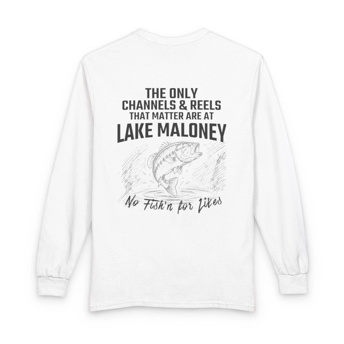 Nebraska  Lake  Maloney  Long  Sleeve  Fishing  T-shirt  back  position  view  from  back  white.webp