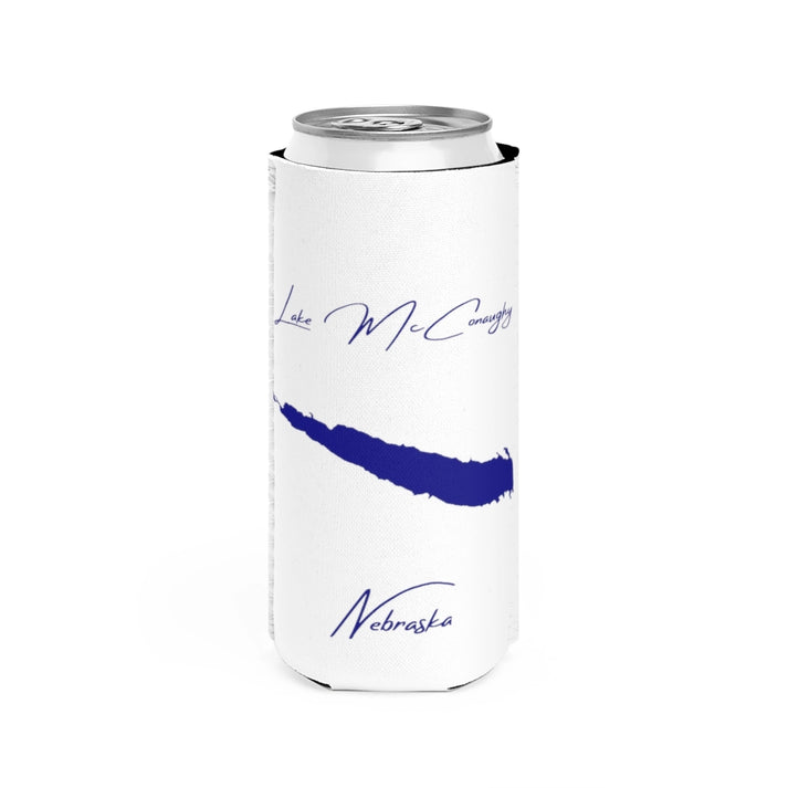 Nebraska  Lake  McConaughy  Slim  Can  Koozie  front  position  view  from  front  white.webp