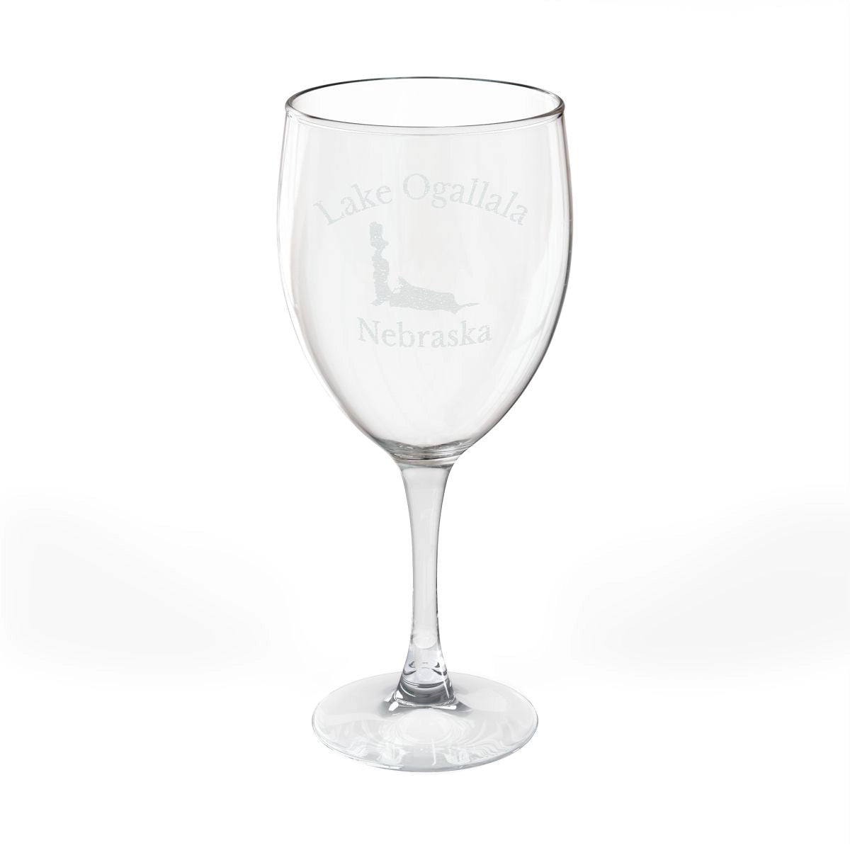 Nebraska  Lake  Ogallala  Engraved  Wine  Glass  other  position  view  from  front  10.5oz.webp