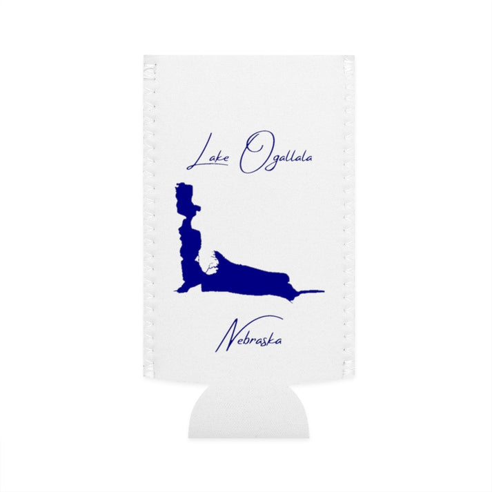 Nebraska  Lake  Ogallala  Slim  Can  Koozie  front  position  view  from  flat-front  white.webp