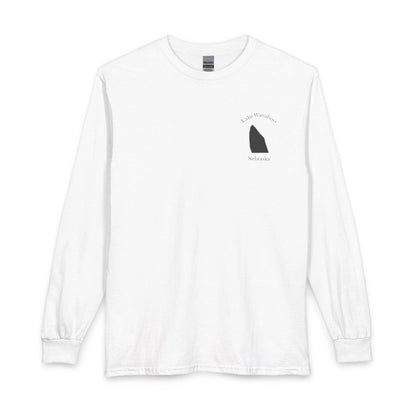 Nebraska  Lake  Wanahoo  Long  Sleeve  Fishing  T-shirt  front  position  view  from  front  white.webp