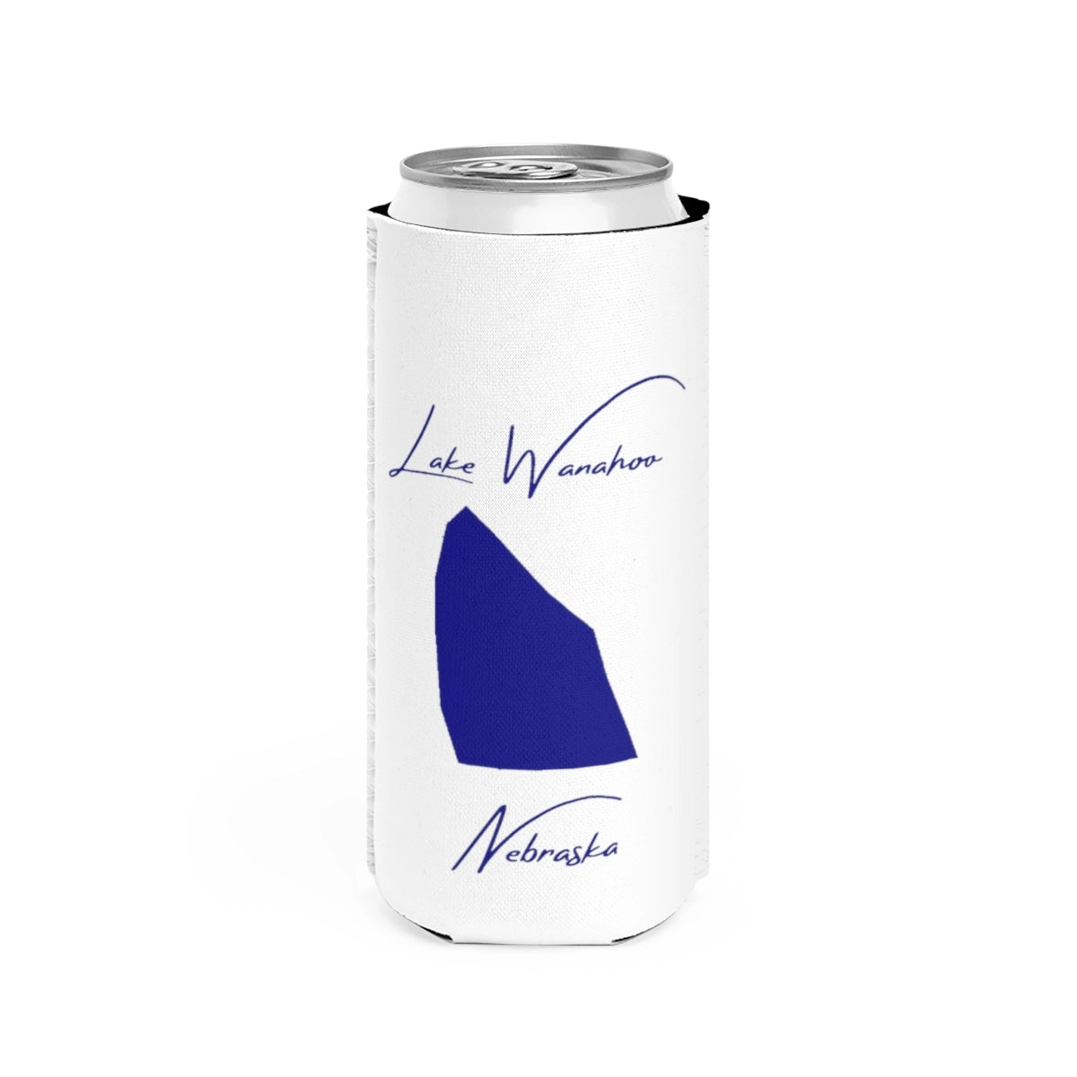 Nebraska  Lake  Wanahoo  Slim  Can  Koozie  front  position  view  from  front  white.webp