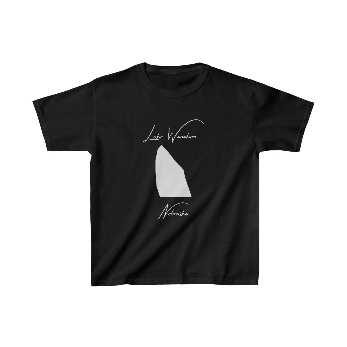 Nebraska  Lake  Wanahoo  Youth  T-shirt  front  position  view  from  front  black.webp