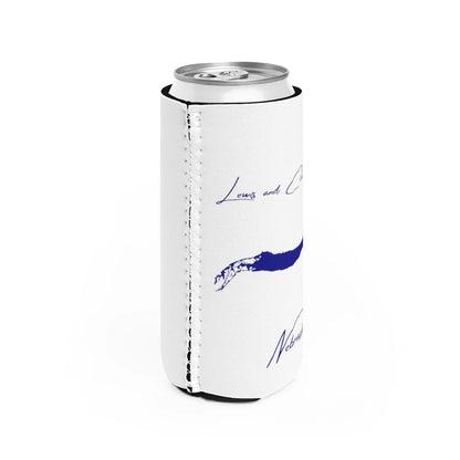 Nebraska  Lewis  and  Clark  Lake  Slim  Can  Koozie  all  position  view  from  right  white.webp
