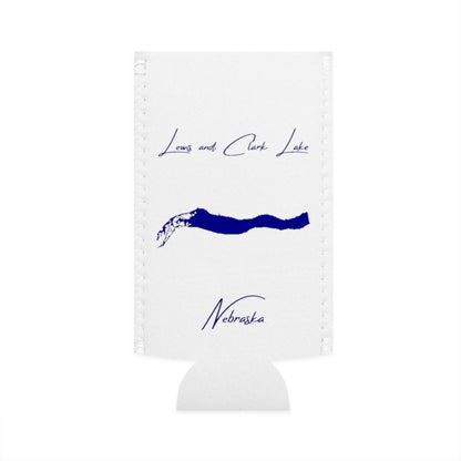 Nebraska  Lewis  and  Clark  Lake  Slim  Can  Koozie  front  position  view  from  flat-front  white.webp