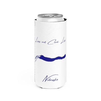 Nebraska  Lewis  and  Clark  Lake  Slim  Can  Koozie  front  position  view  from  front  white.webp