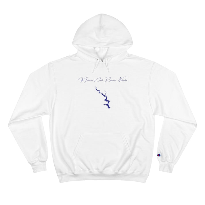 Nebraska  Medicine  Creek  Reservoir  Hoodie  front  position  view  from  front  white.webp