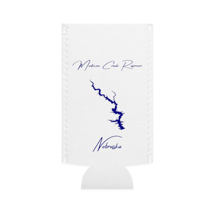 Nebraska  Medicine  Creek  Reservoir  Slim  Can  Koozie  front  position  view  from  flat-front  white.webp