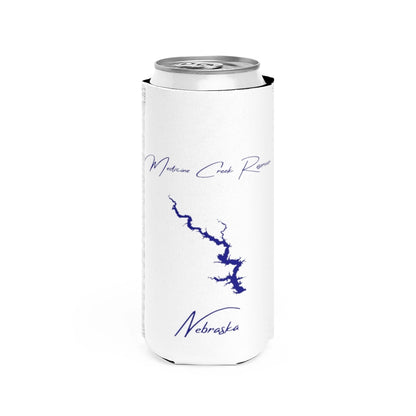 Nebraska  Medicine  Creek  Reservoir  Slim  Can  Koozie  front  position  view  from  front  white.webp