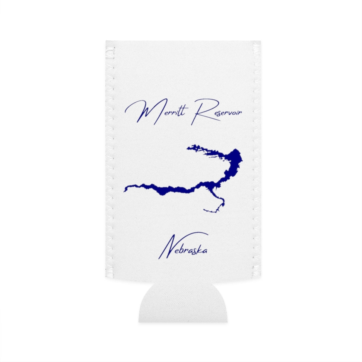 Nebraska  Merritt  Reservoir  Slim  Can  Koozie  front  position  view  from  flat-front  white.webp