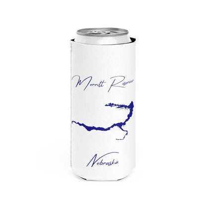 Nebraska  Merritt  Reservoir  Slim  Can  Koozie  front  position  view  from  front  white.webp
