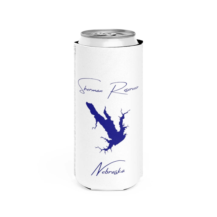 Nebraska  Sherman  Reservoir  Slim  Can  Koozie  front  position  view  from  front  white.webp