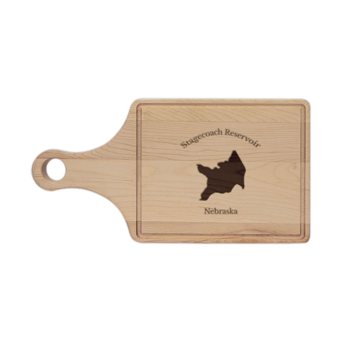 Nebraska  Stagecoach  Reservoir  Engraved  Cutting  Board  front  position  view  from  front  maple.webp
