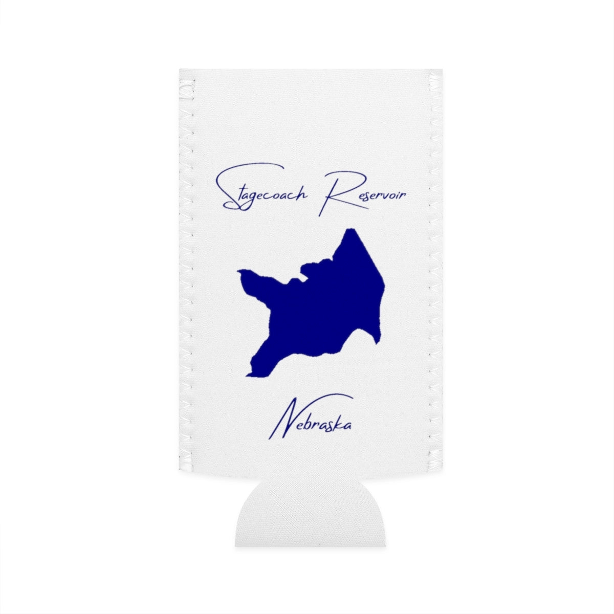 Nebraska  Stagecoach  Reservoir  Slim  Can  Koozie  front  position  view  from  flat-front  white.webp