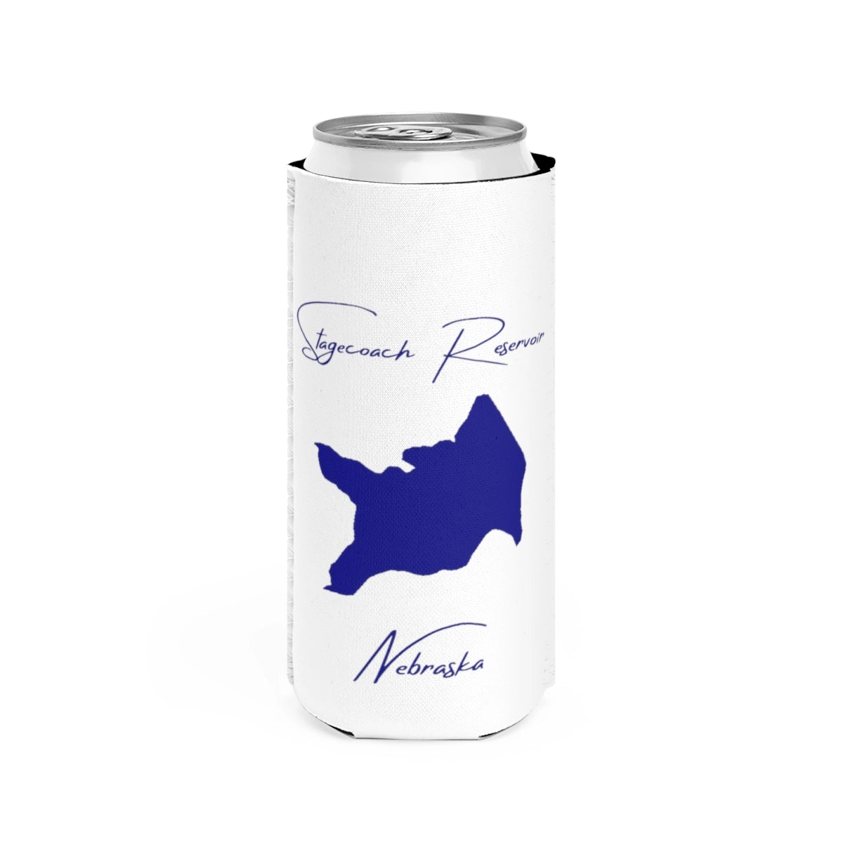 Nebraska  Stagecoach  Reservoir  Slim  Can  Koozie  front  position  view  from  front  white.webp